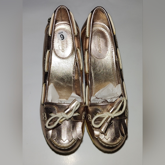 Sebago Shoes - Sebago Wedge Boating Sandals Womens Size 9 Pink Brown Rope Wrap Patent Leather